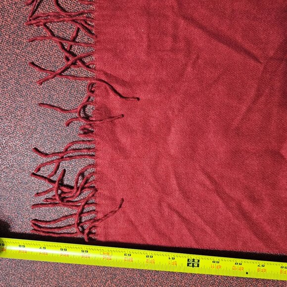 Red 100% Cashmere Fringe Scarf Made In Italy OS Old Money Luxury Holiday Winter - Picture 5 of 5